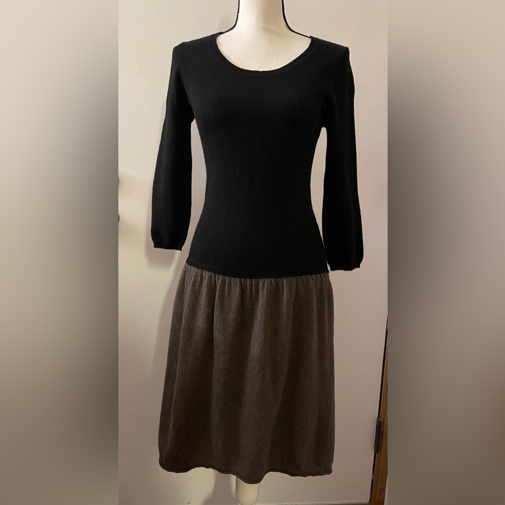 Vkoo 100% cashmere sweater dress black grey S